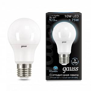 gauss 102502210 Лампа LED A60 E27 10W 4100K