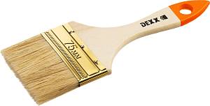 DEXX 75 мм, 3″, натуральная щетина, деревянная ручка, флейцевая, все виды ЛКМ, плоская кисть (0100-075)