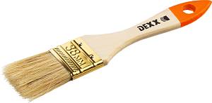 DEXX 38 мм, 1.5″, натуральная щетина, деревянная ручка, флейцевая, все виды ЛКМ, плоская кисть (0100-038)