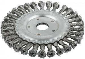 Корщетка, тип &quot;колесо&quot;, посадочный диаметр 22,2 мм, стальная витая проволока 150 мм MOS