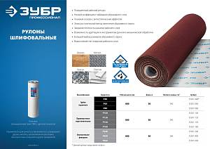ЗУБР Р400, 800 мм, 30 м, водостойкий, шлифовальный рулон на тканевой основе, Профессионал (35501-400)