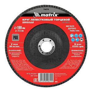 Круг лепестковый торцевой, P 60, 180 х 22.2 мм Matrix Круг лепестковый торцевой, P 60, 180 х 22.2 мм Matrix