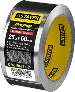 STAYER ProTape, 50 мм, 25 м, до 120 °С, самоклеящаяся алюминиевая лента, Professional (12268-50-25)